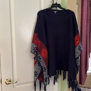 Navy blue sweater poncho